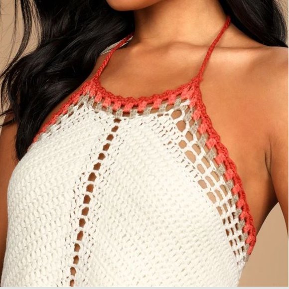 Every Summer Day Ivory Crochet Halter Crop Top - LULUS - Picture 2 of 4
